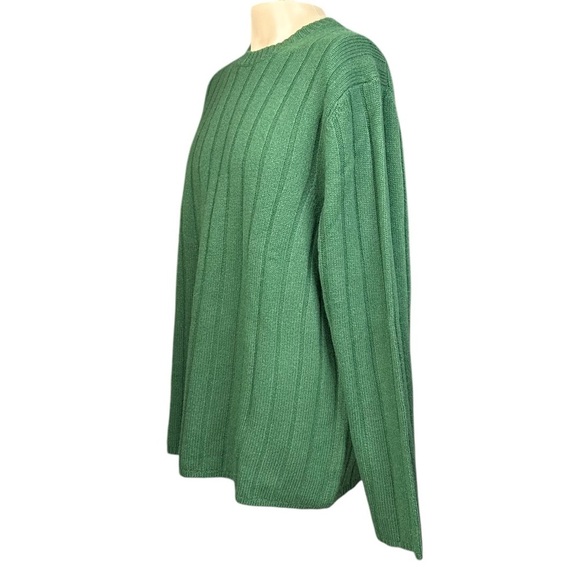 Gap XL Lambswool Ribbed Knit Sweater Crew Neck Green Vintage - Picture 4 of 8